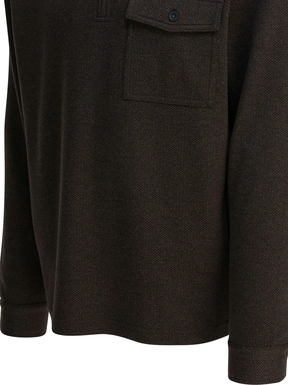 Vince Poloshirt met visgraatpatroon rits en zak Bruin