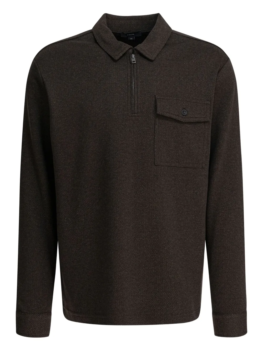 Vince playera tipo polo con bolsillo y cierre | marrón | Image 1