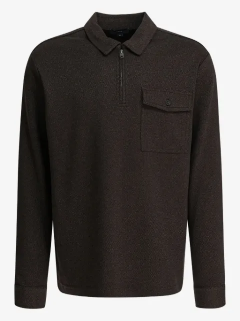 Vince herringbone zipped pocket polo shirt