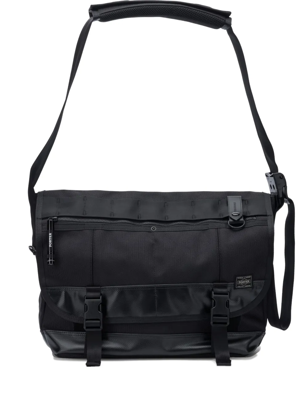 Porter-yoshida & Co Heat Buckle Strap Mensseger Bag In Black