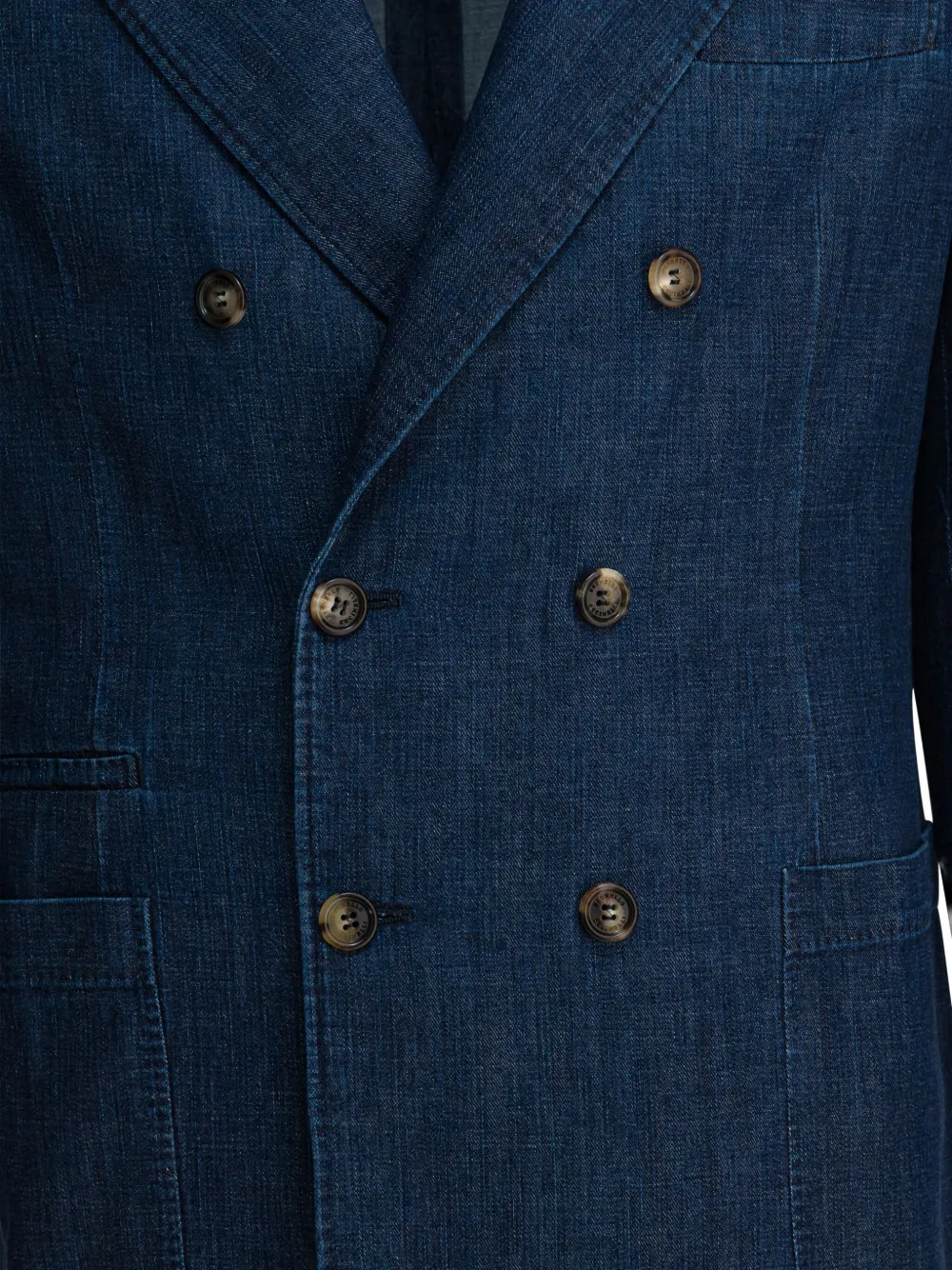 Brunello Cucinelli Jas met dubbele rij knopen en zakken Blauw