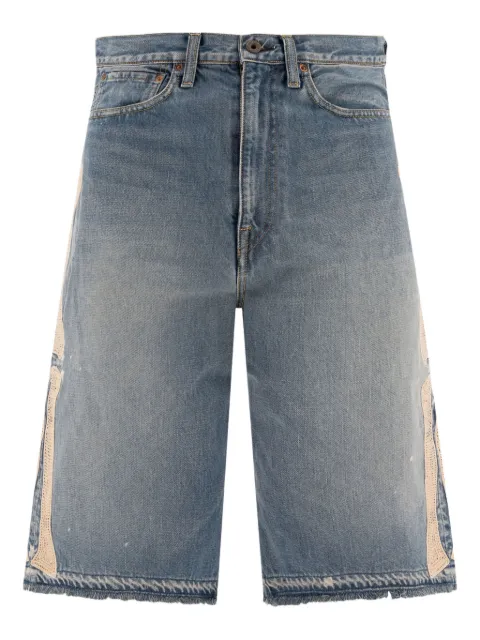 KAPITAL crochet-appliqué fringed denim shorts