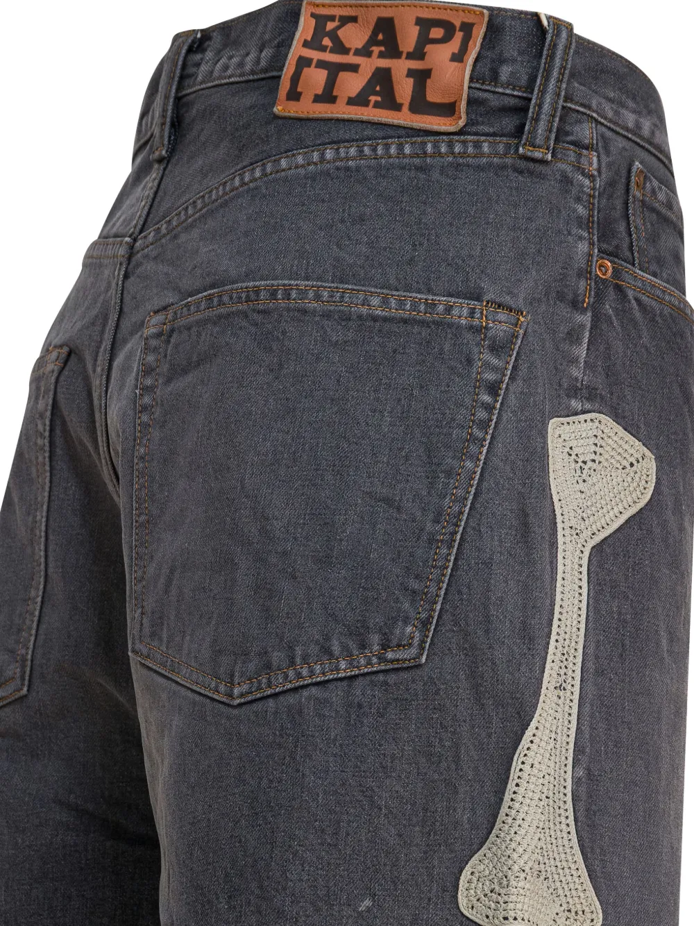 KAPITAL Shorts met franje en applicatie - Grijs