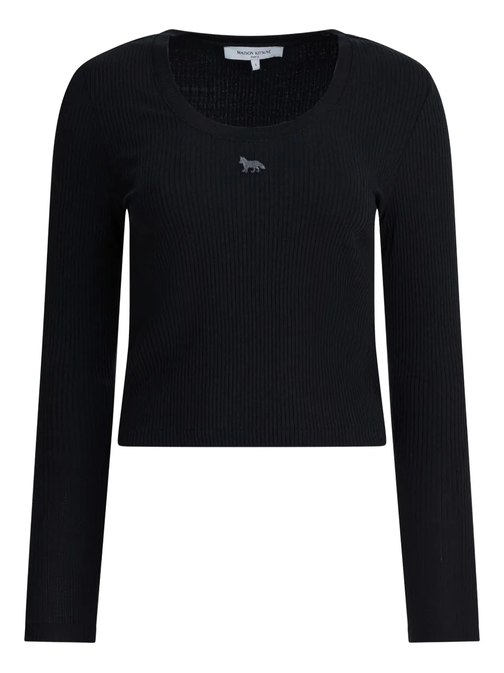 Maison+Kitsune+t-shirt+cotele+à+broderies+Baby+Fox+-+Noir