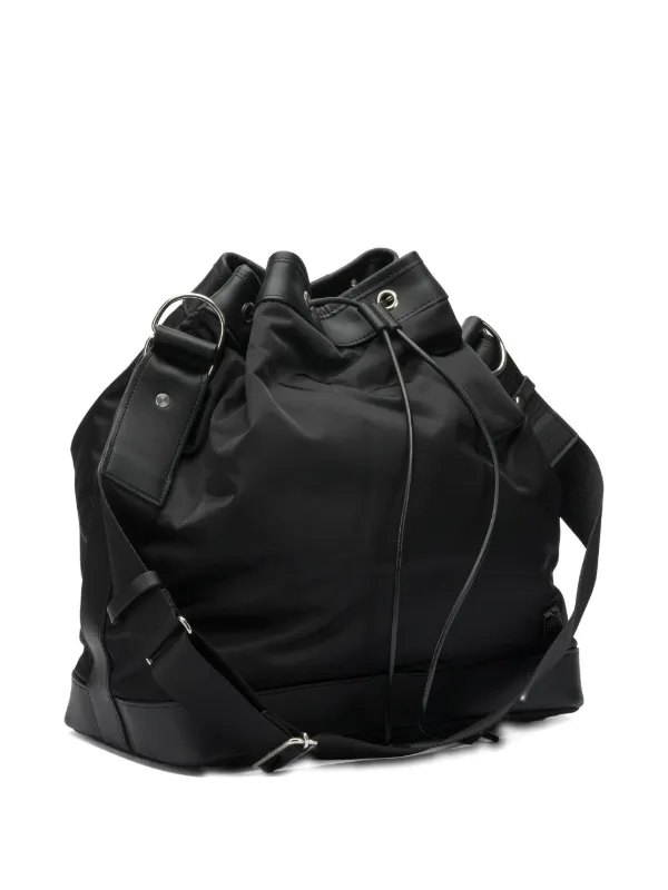 Porter-Yoshida Drawstring Leather Shoulder Bag Black