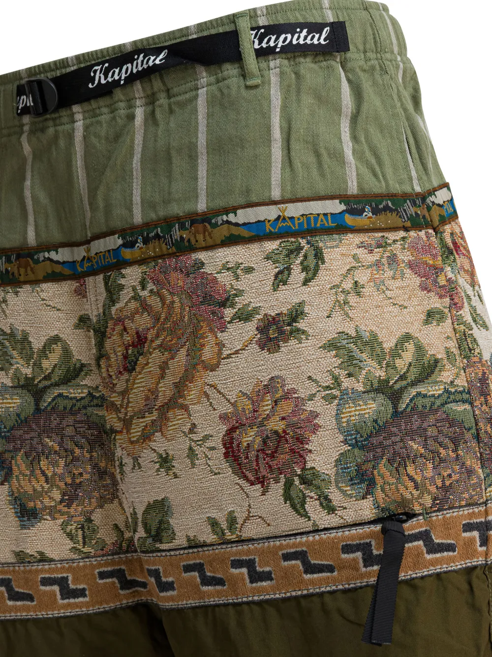 KAPITAL Shorts met gestreepte bloemen Groen