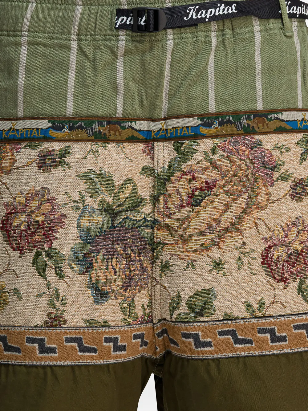 KAPITAL Shorts met gestreepte bloemen - Groen