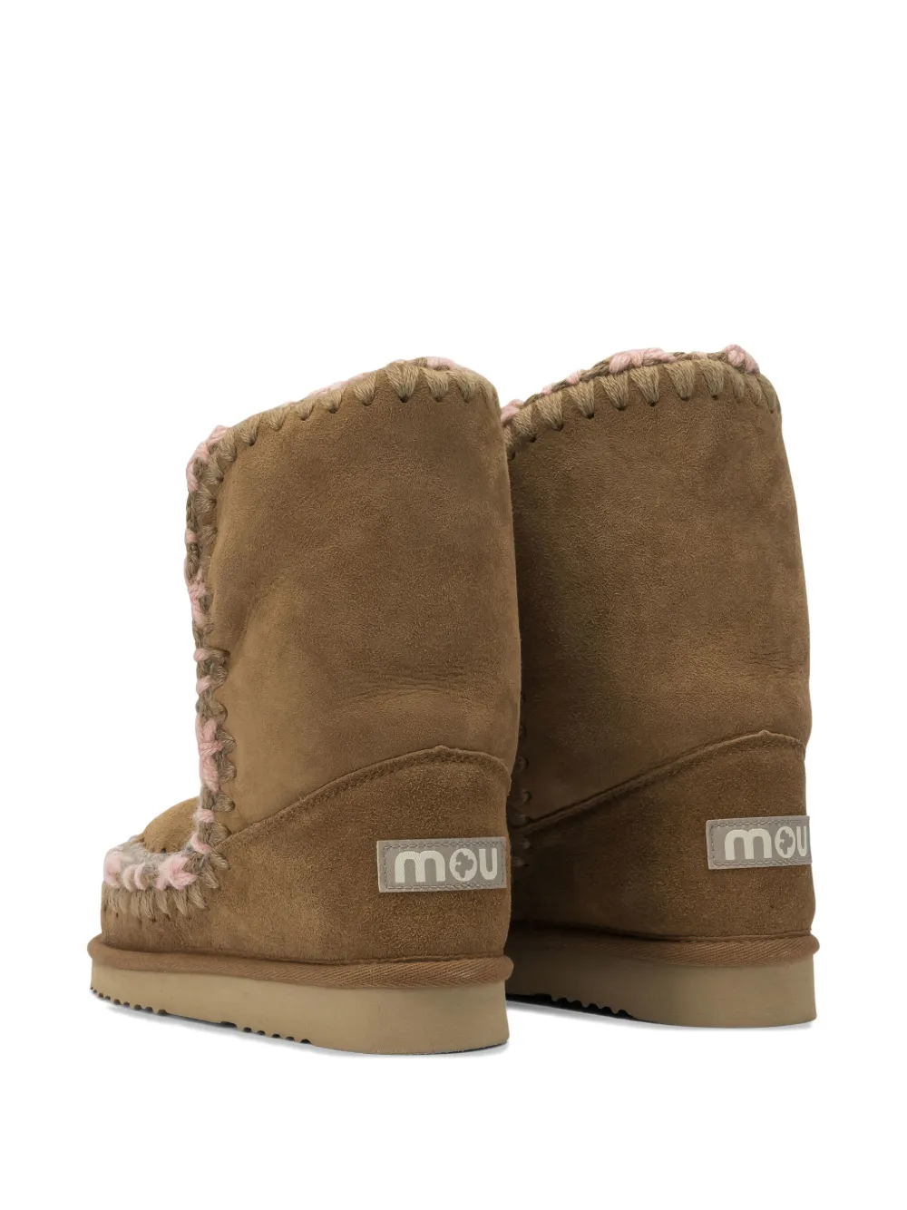 Mou Beige Sheep Wool Ankle Boots In Brown