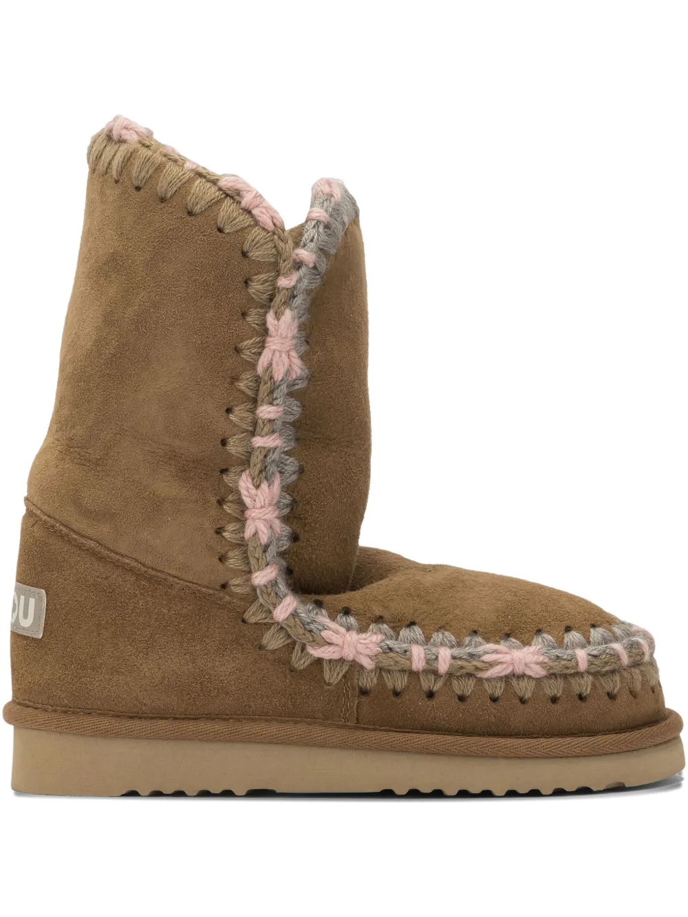 Mou Beige Sheep Wool Ankle Boots In Brown