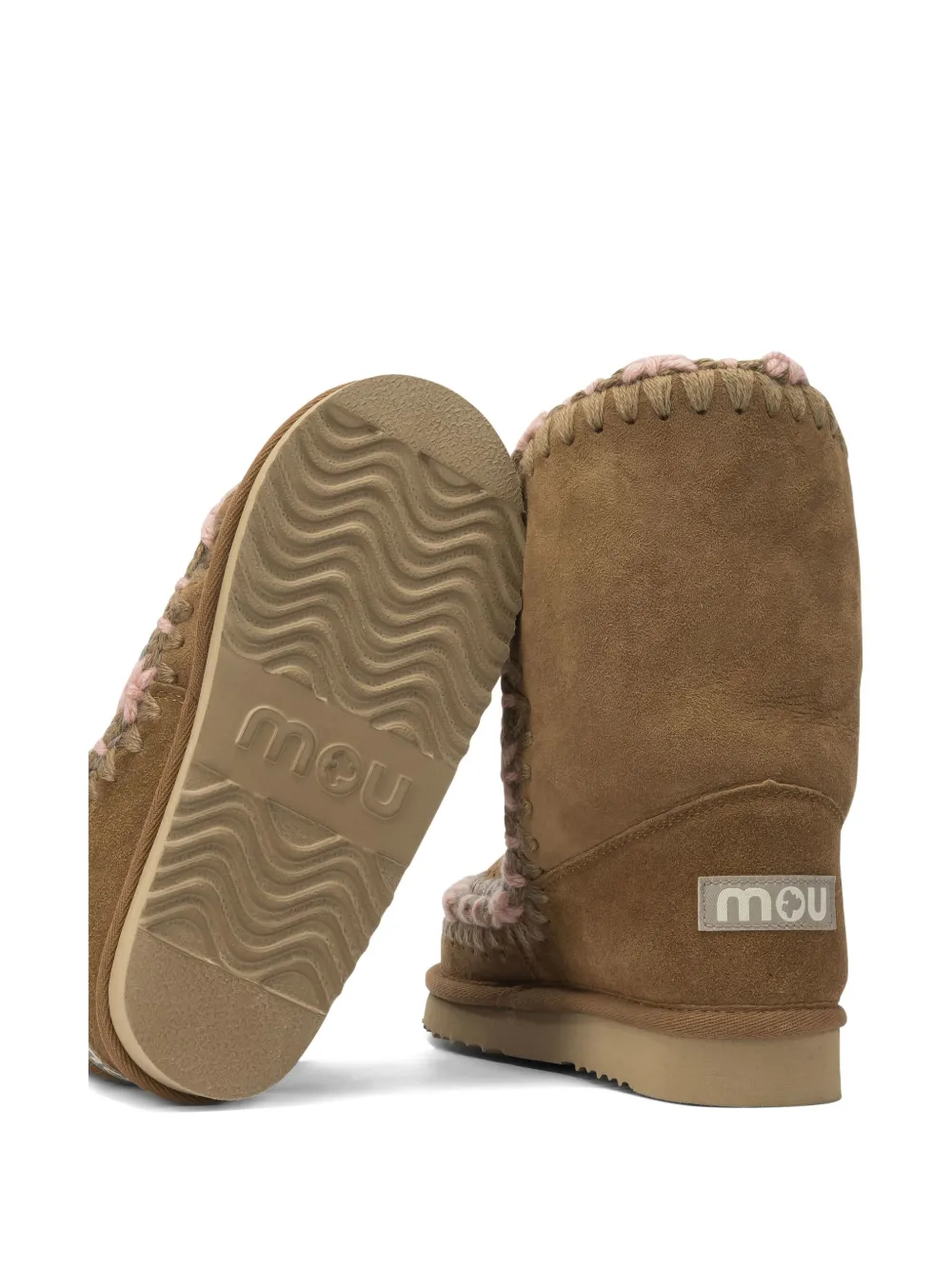 Mou Beige Sheep Wool Ankle Boots In Brown
