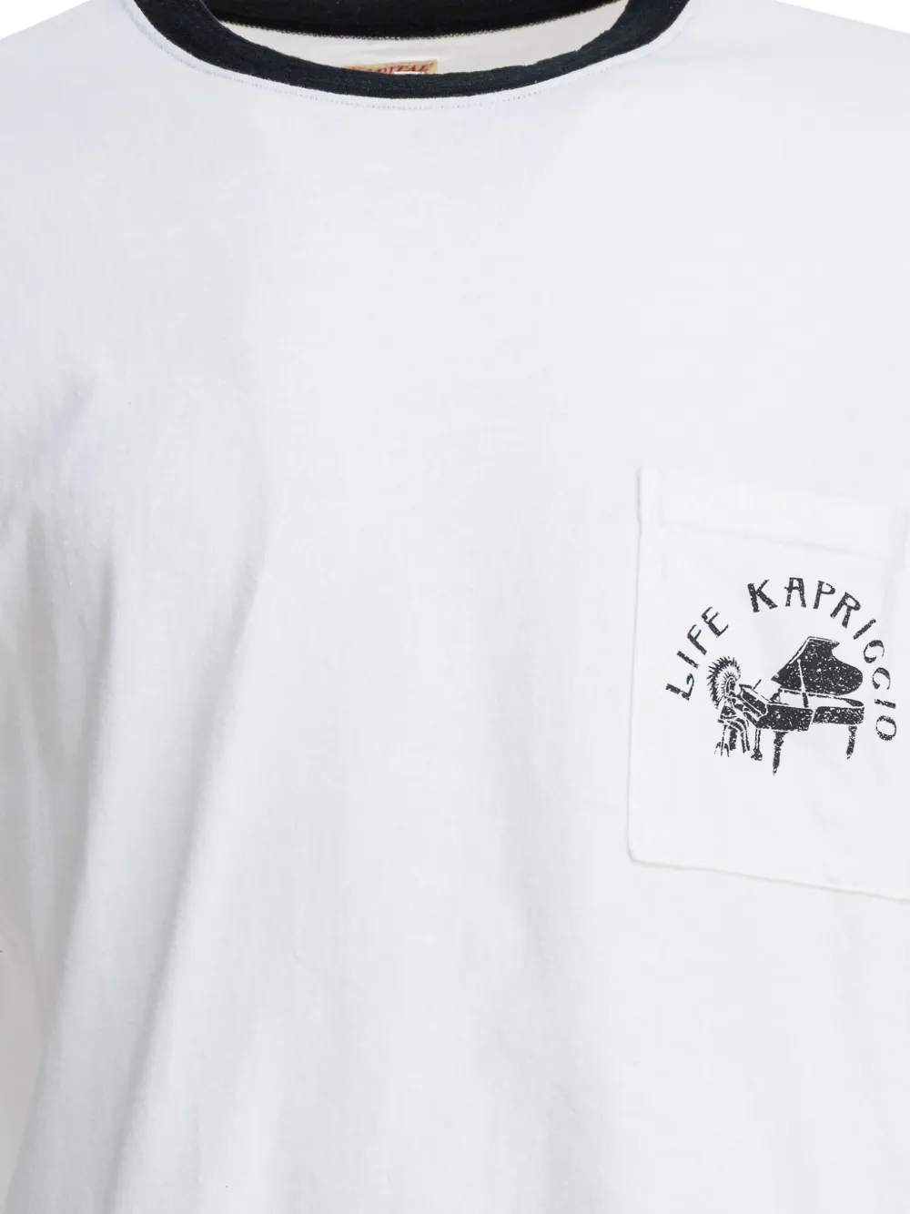 KAPITAL T-shirt met contrasterend detail en zak Wit