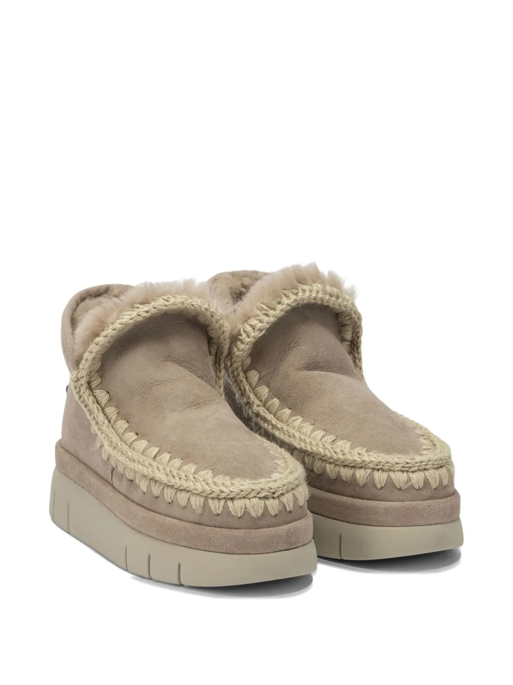 Mou Beige Sheepskin Ankle Boots In Neutral