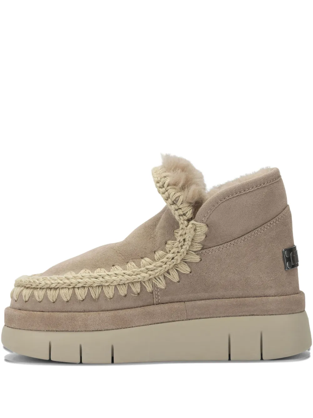 Mou Beige Sheepskin Ankle Boots In Neutral