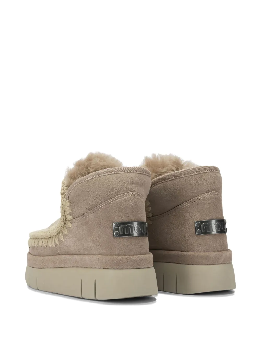 Mou Beige Sheepskin Ankle Boots In Neutral