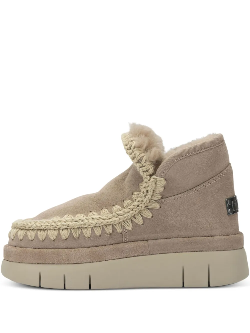 Mou Laarzen met plateauzool en gehaakte afwerking Beige