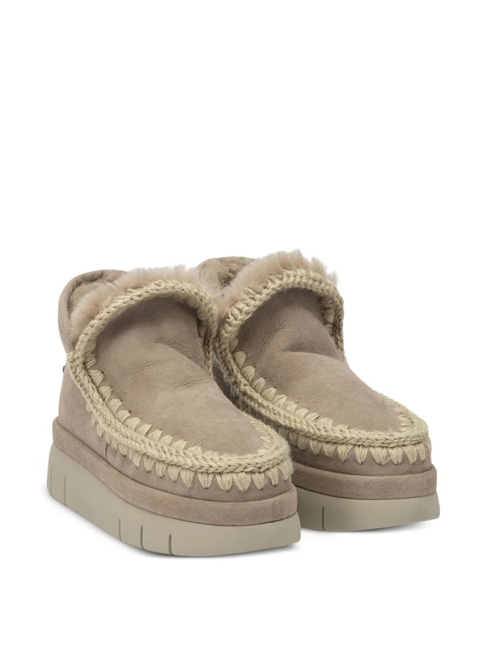 Mou Laarzen met plateauzool en gehaakte afwerking Beige