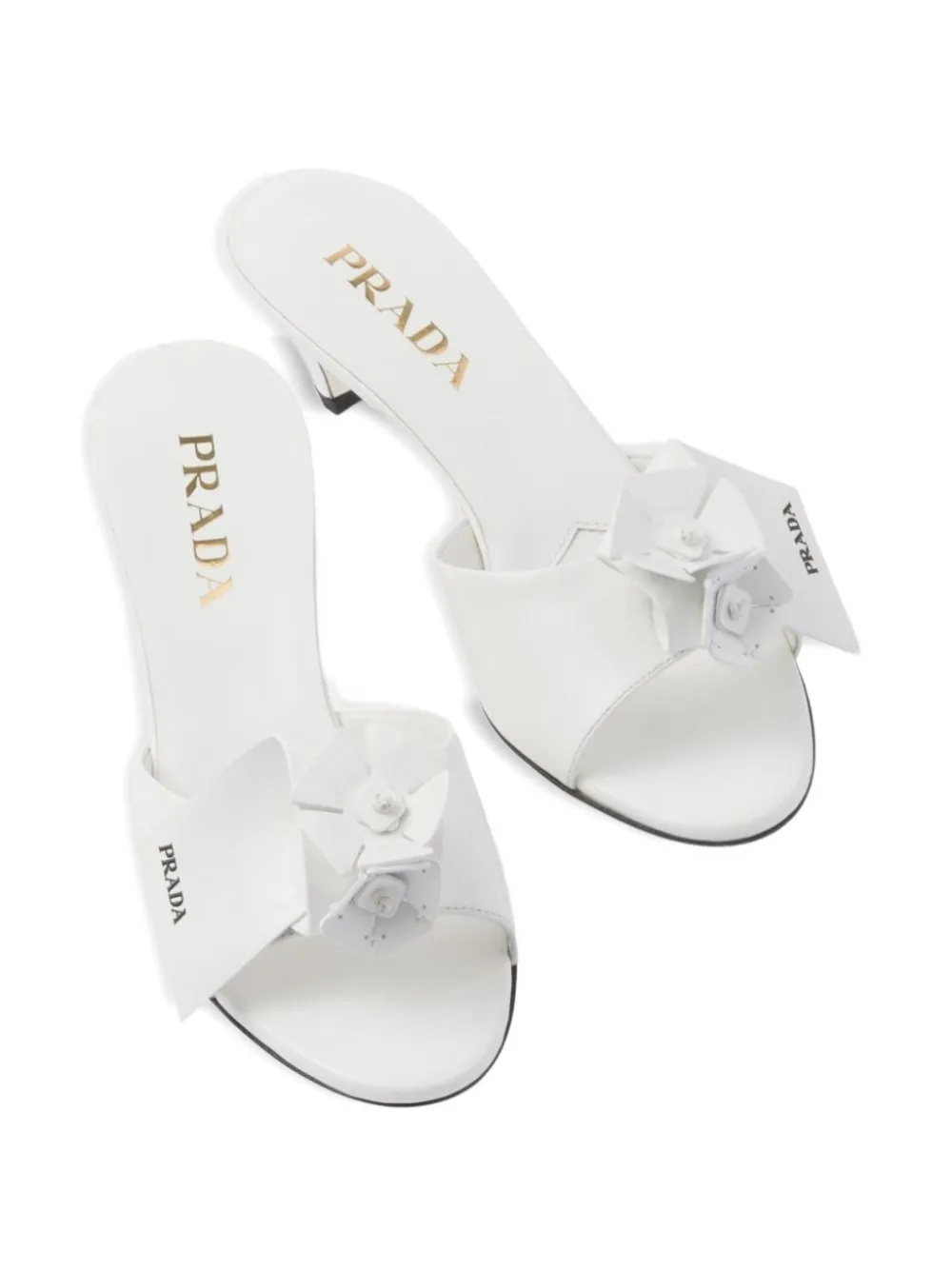 Prada 45mm Flower-appliqué Sandals In White