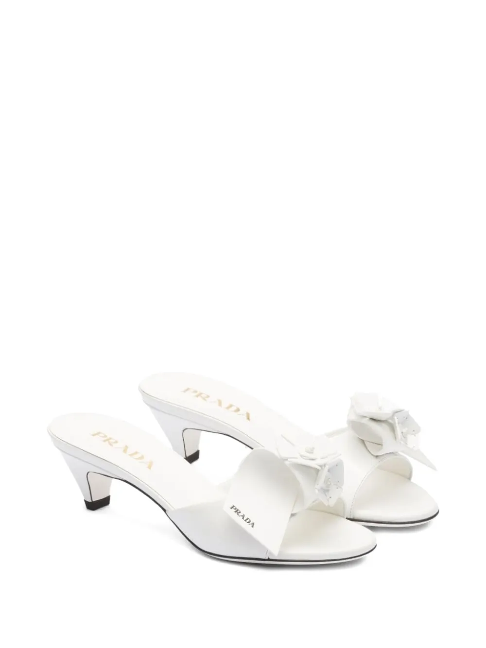 Prada 45mm Flower-appliqué Sandals In White