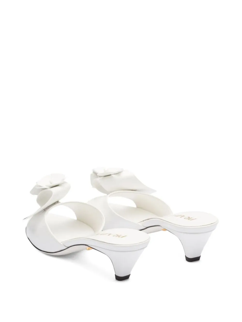 Prada 45mm Flower-appliqué Sandals In White