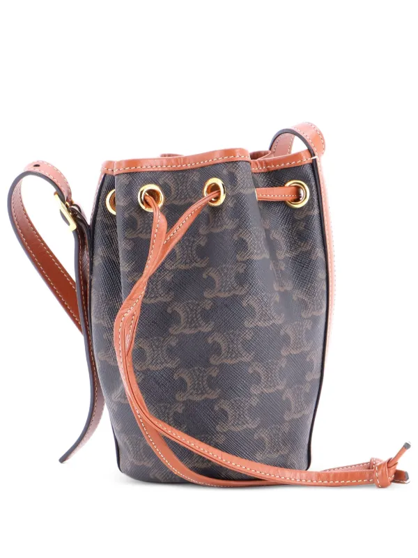 Celine drawstring bag Celine Triomphe Canvas Calfskin Clara Drawstring Bucket Bag  main image 4
