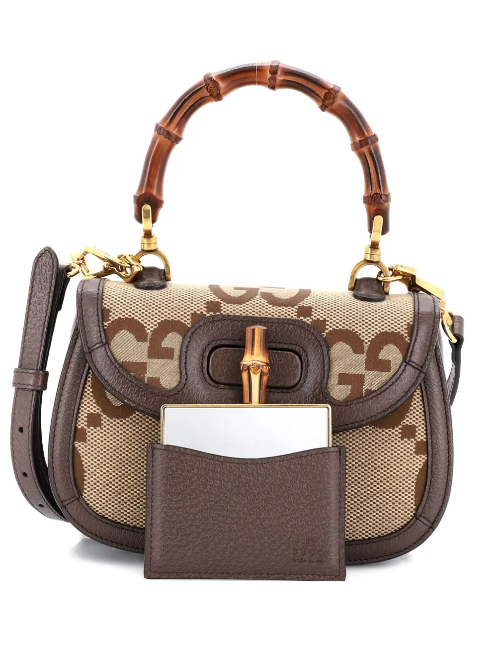 Gucci Pre-Owned Bamboo 1947 Top Handle Bag Jumbo GG Canvas Small Gucci Pre-Owned Bamboo 1947 Top Handle Bag Jumbo GG Canvas Small