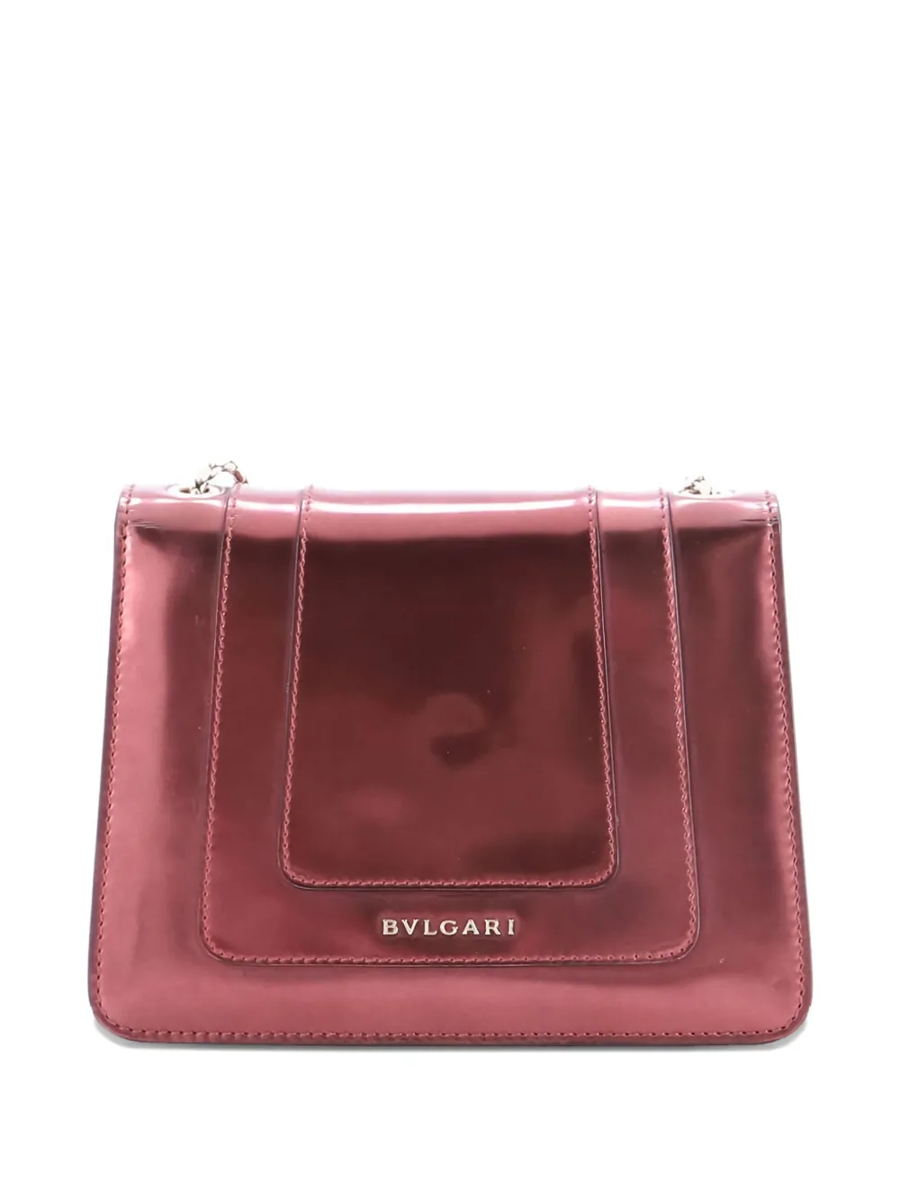 Pre-owned Bvlgari Serpenti Forever Square Metallic Leather Small Shoulder Bag In Pink