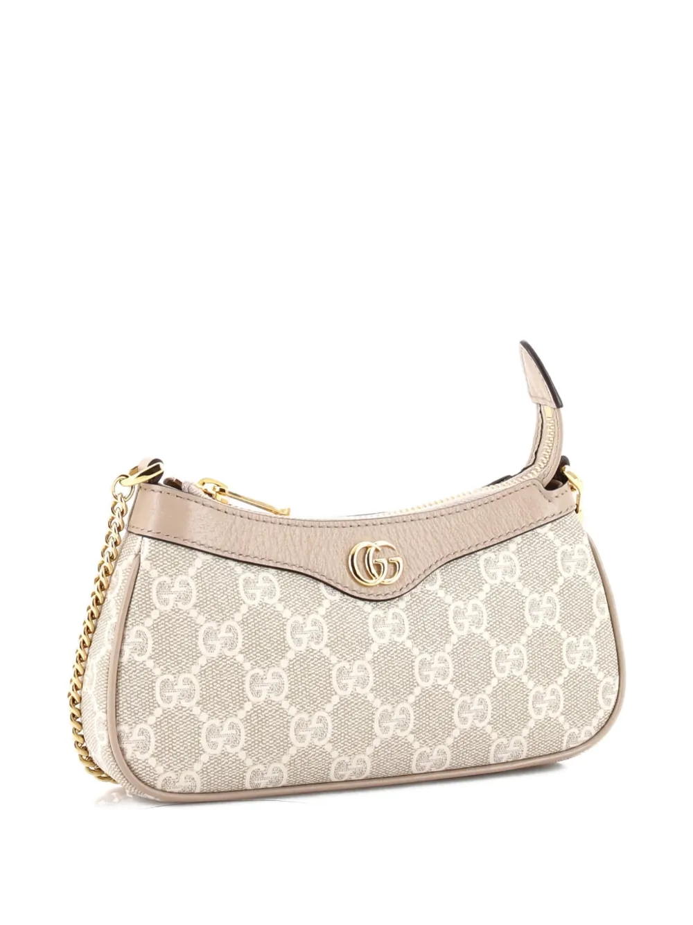 Pre-owned Gucci Ophidia Charm Shoulder Bag Gg Coated Canvas With Leather Mini Crossbody Bag In Neutral