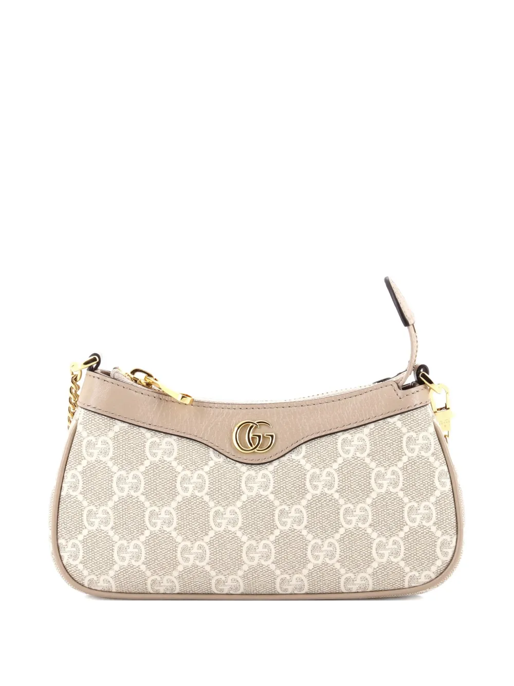 Pre-owned Gucci Ophidia Charm Shoulder Bag Gg Coated Canvas With Leather Mini Crossbody Bag In Neutral