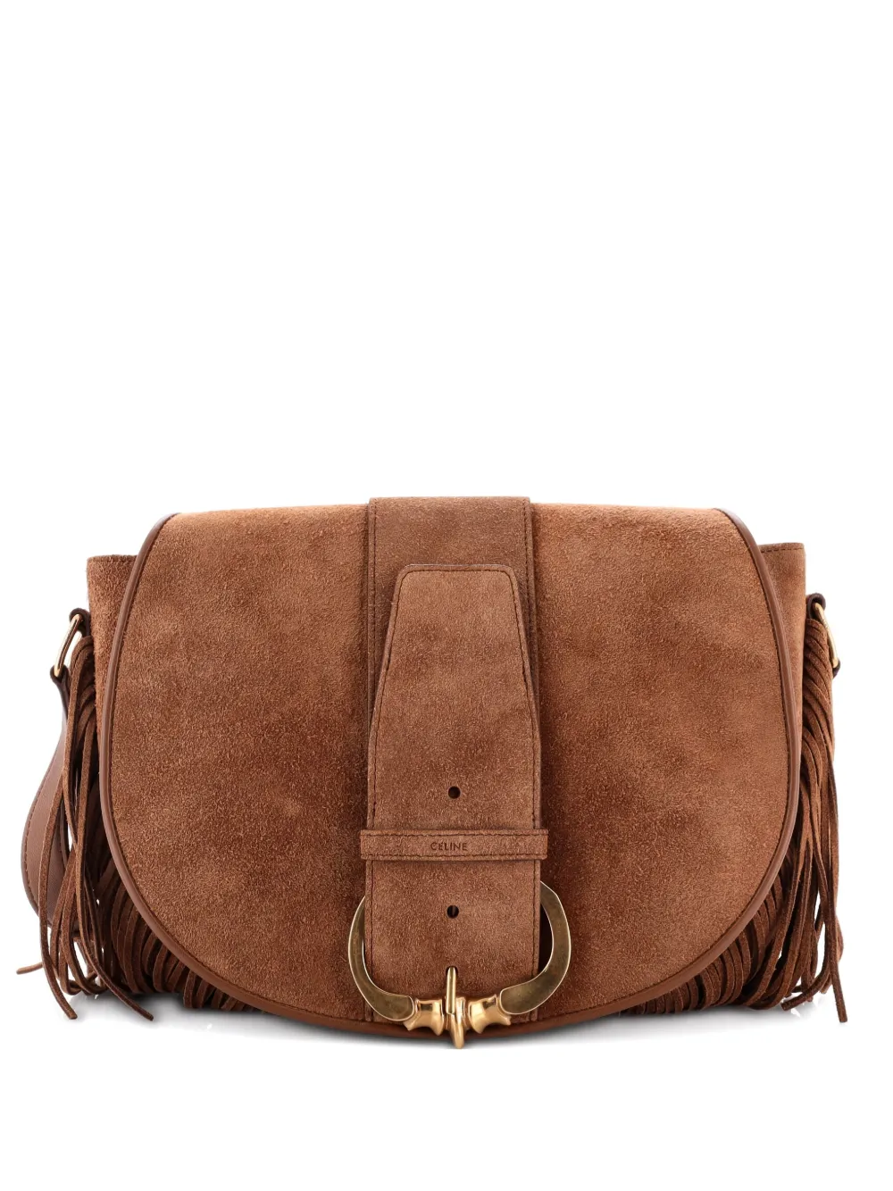Celine Pre-Owned Camarat Fringe Suede Medium crossbody bag - ブラウン