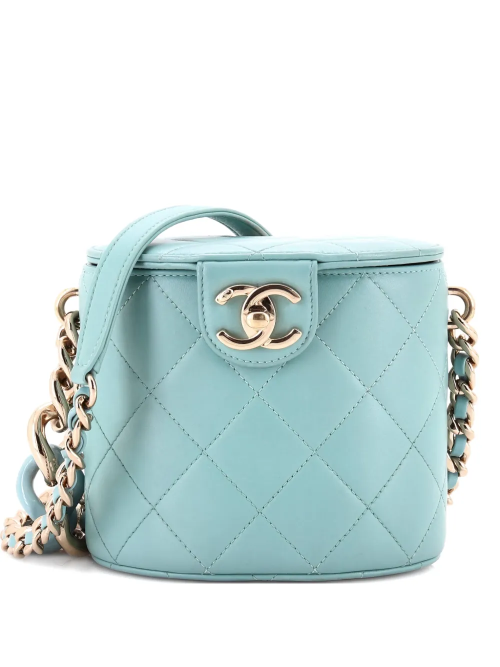 CHANEL Pre-Owned Resin Elegant Chain Tubular Vanity Case Quilted CHANEL Pre-Owned Resin Elegant Chain Tubular Vanity Case Quilted