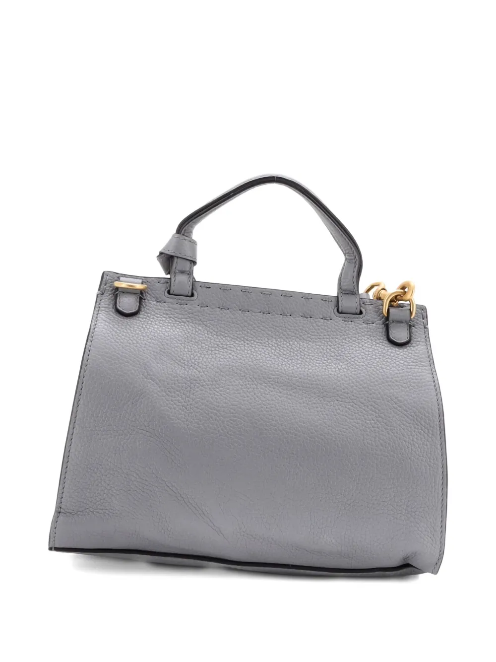 Pre-owned Gucci Gg Marmont Top Handle Bag Leather Mini Satchel In Gray