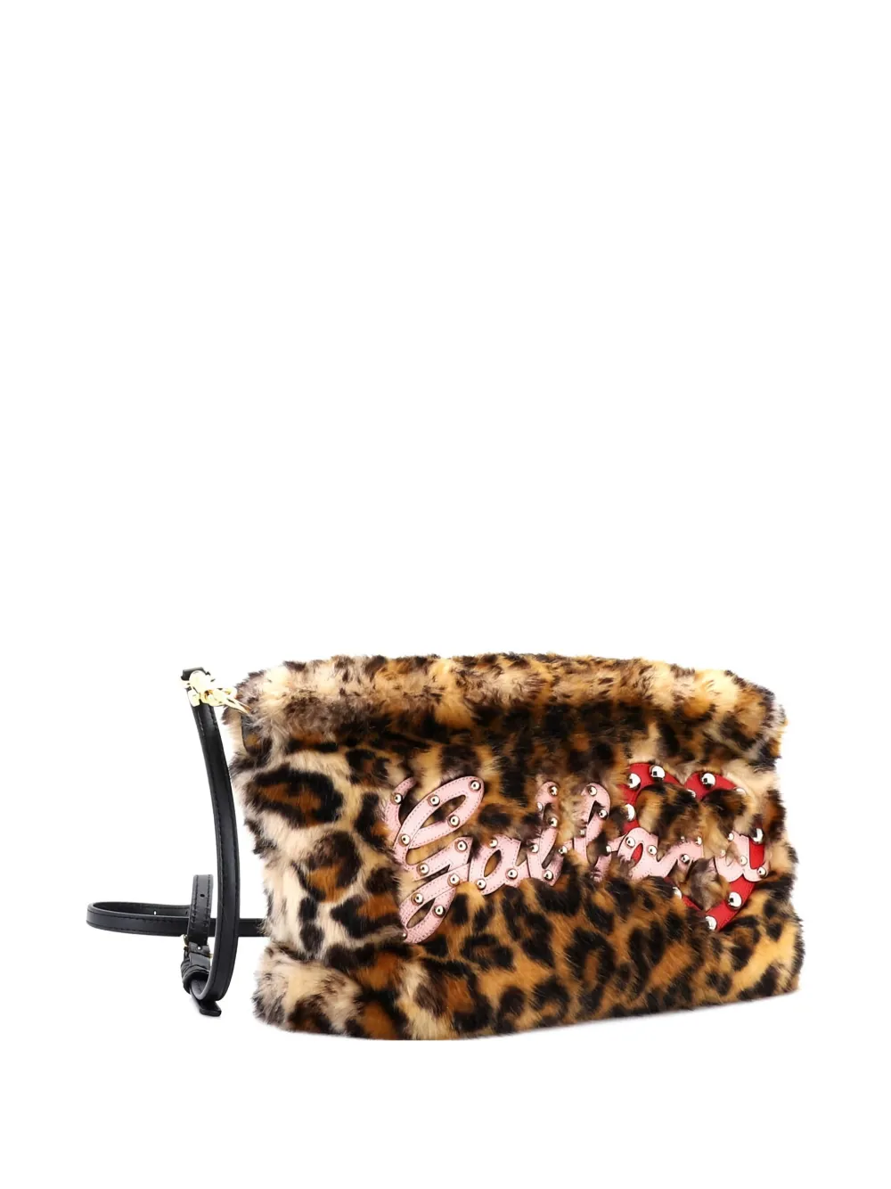 Pre-owned Dolce & Gabbana Cleo Embellished Faux Fur Crossbody Bag In Brown