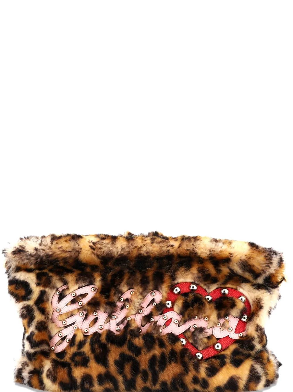 Pre-owned Dolce & Gabbana Cleo Embellished Faux Fur Crossbody Bag In Brown