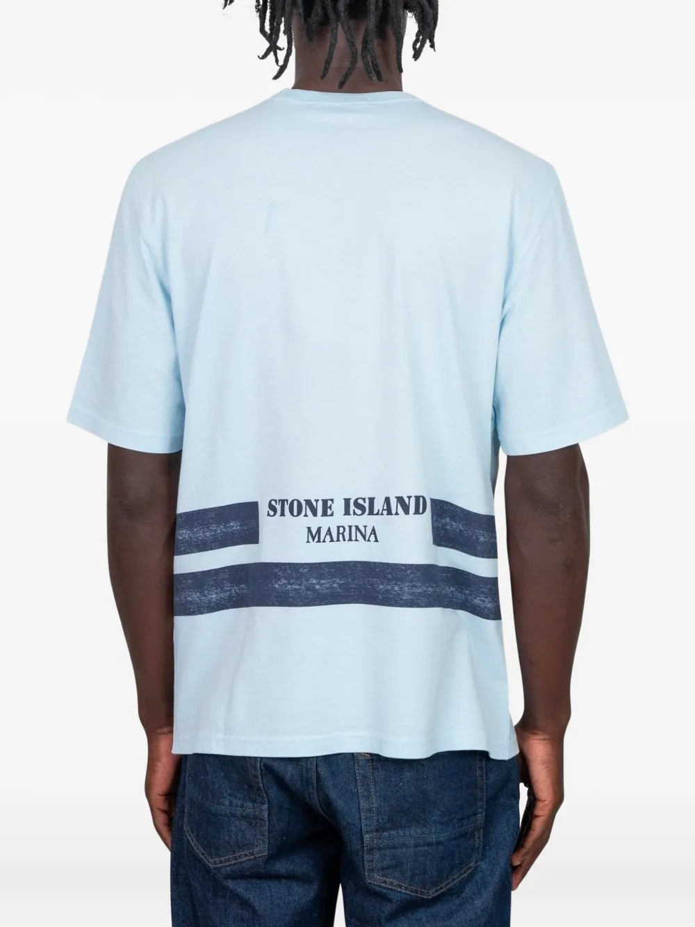 Stone Island Gestreept T-shirt van biologisch katoen Blauw