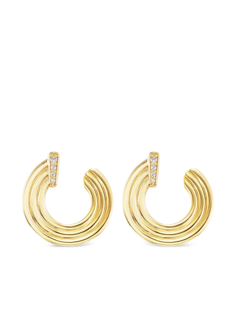 Sorellina 18K yellow gold mini Record diamond earrings - Oro