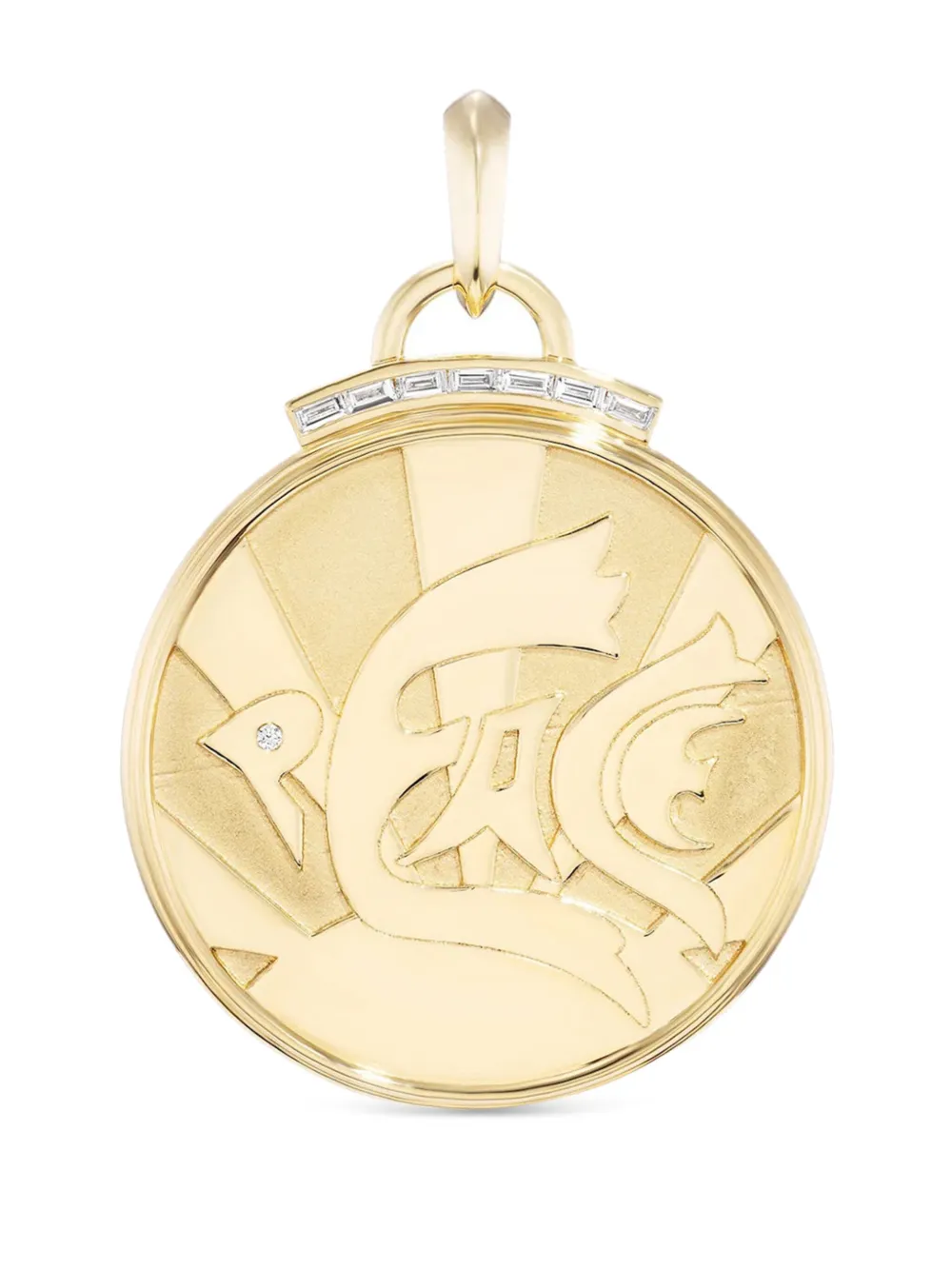 Sorellina Peace Coin 18k Yellow Gold Diamond Pendant In Gold