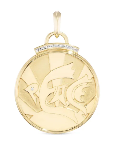 Sorellina 18K yellow gold Peace Coin diamond pendant