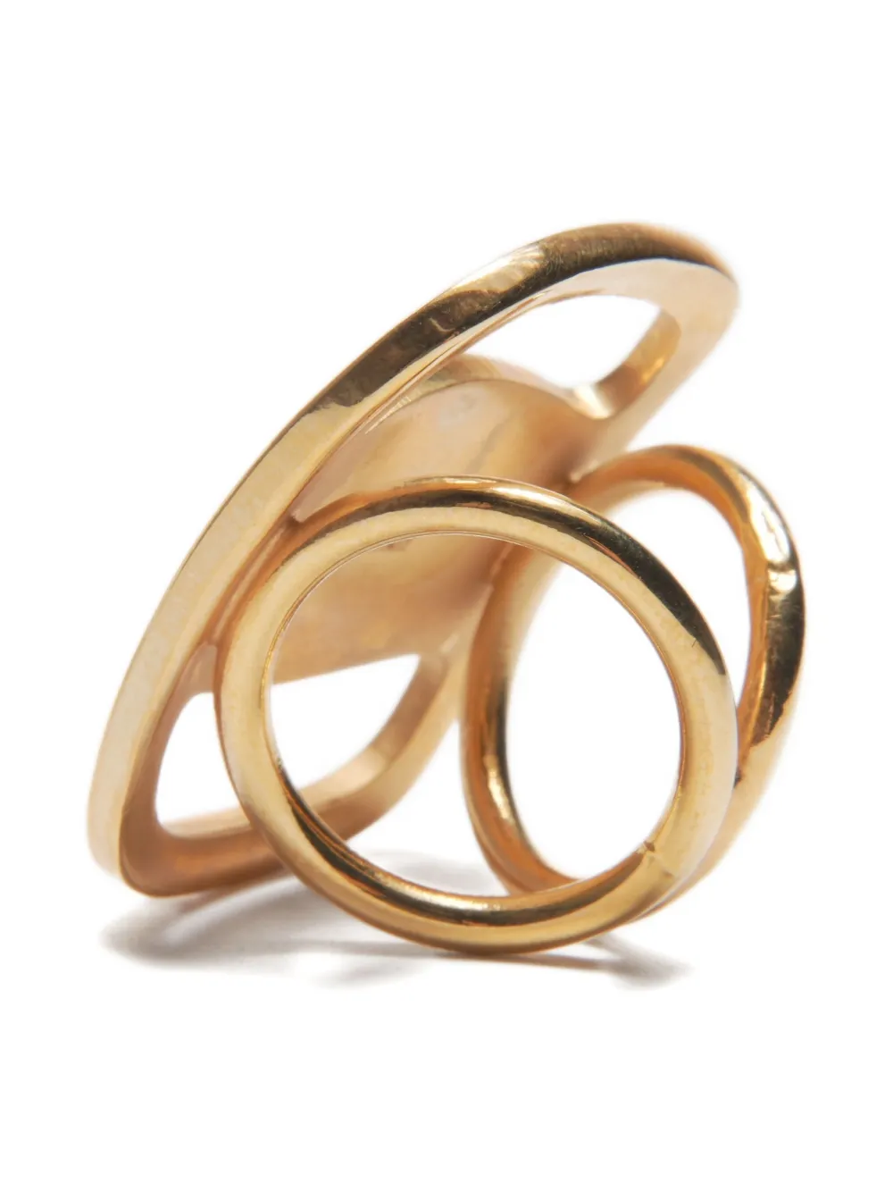Pre-owned Ferragamo 2000s Logo Scarf Ring In Gold