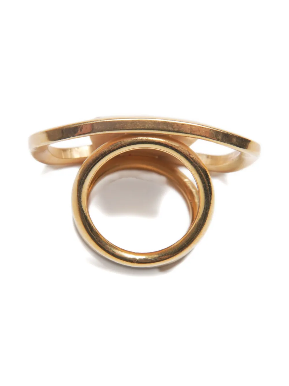 Pre-owned Ferragamo 2000s Logo Scarf Ring In Gold
