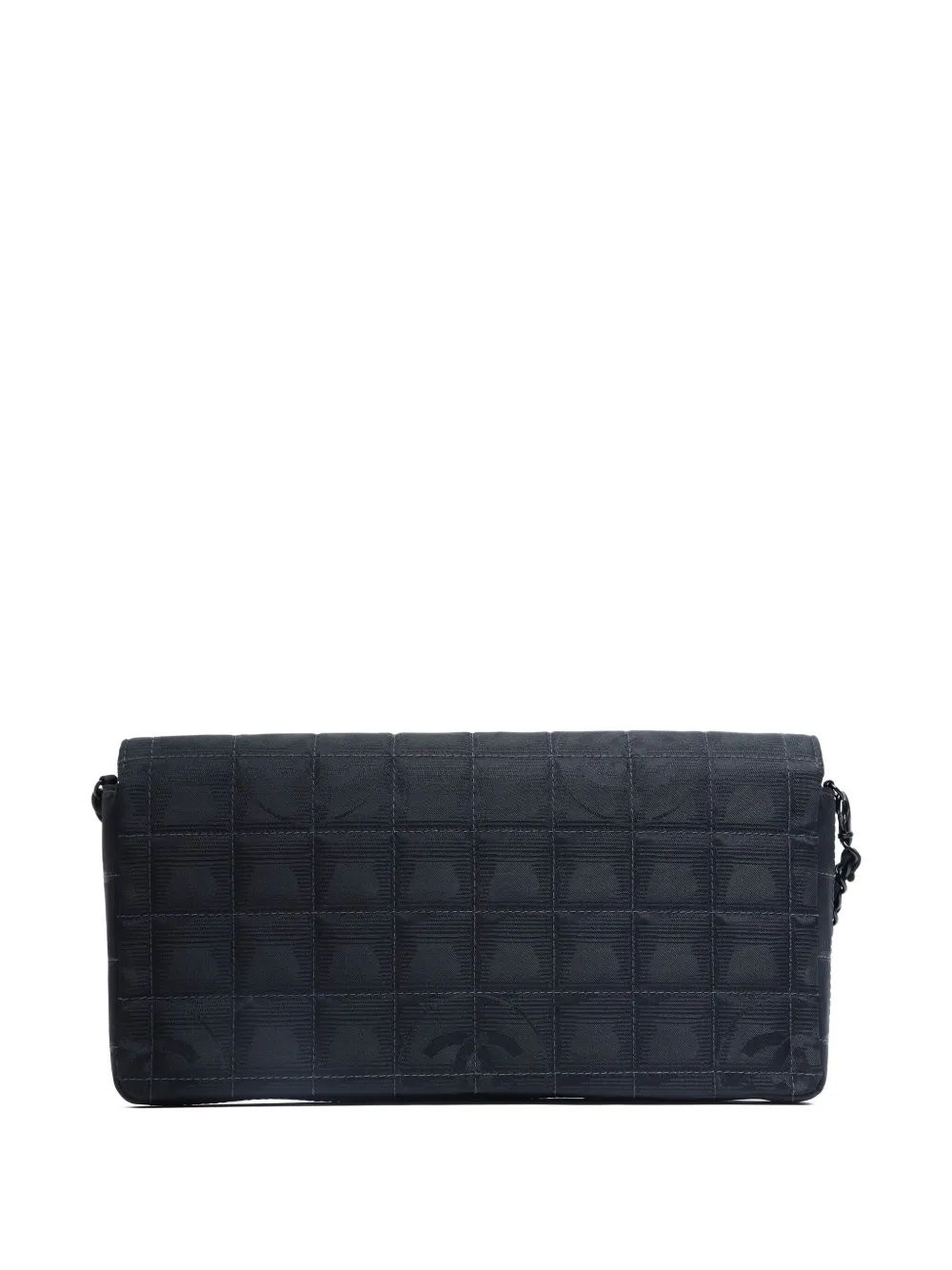 Pre-owned Chanel 2000-2002 New Travel Line Choco Bar East West Shoulder Bag In Black