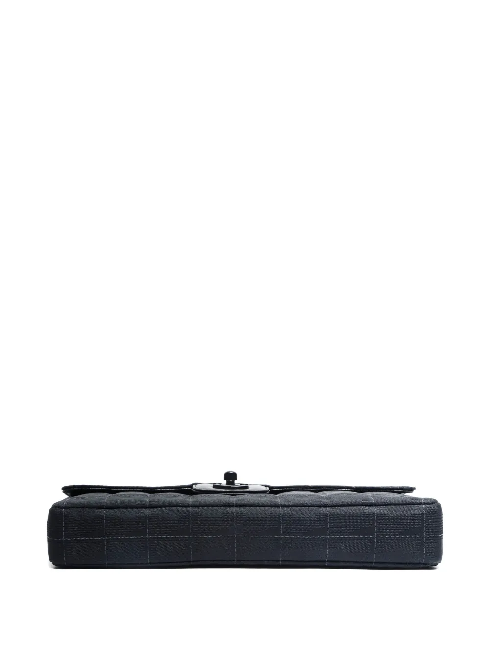 Pre-owned Chanel 2000-2002 New Travel Line Choco Bar East West Shoulder Bag In Black