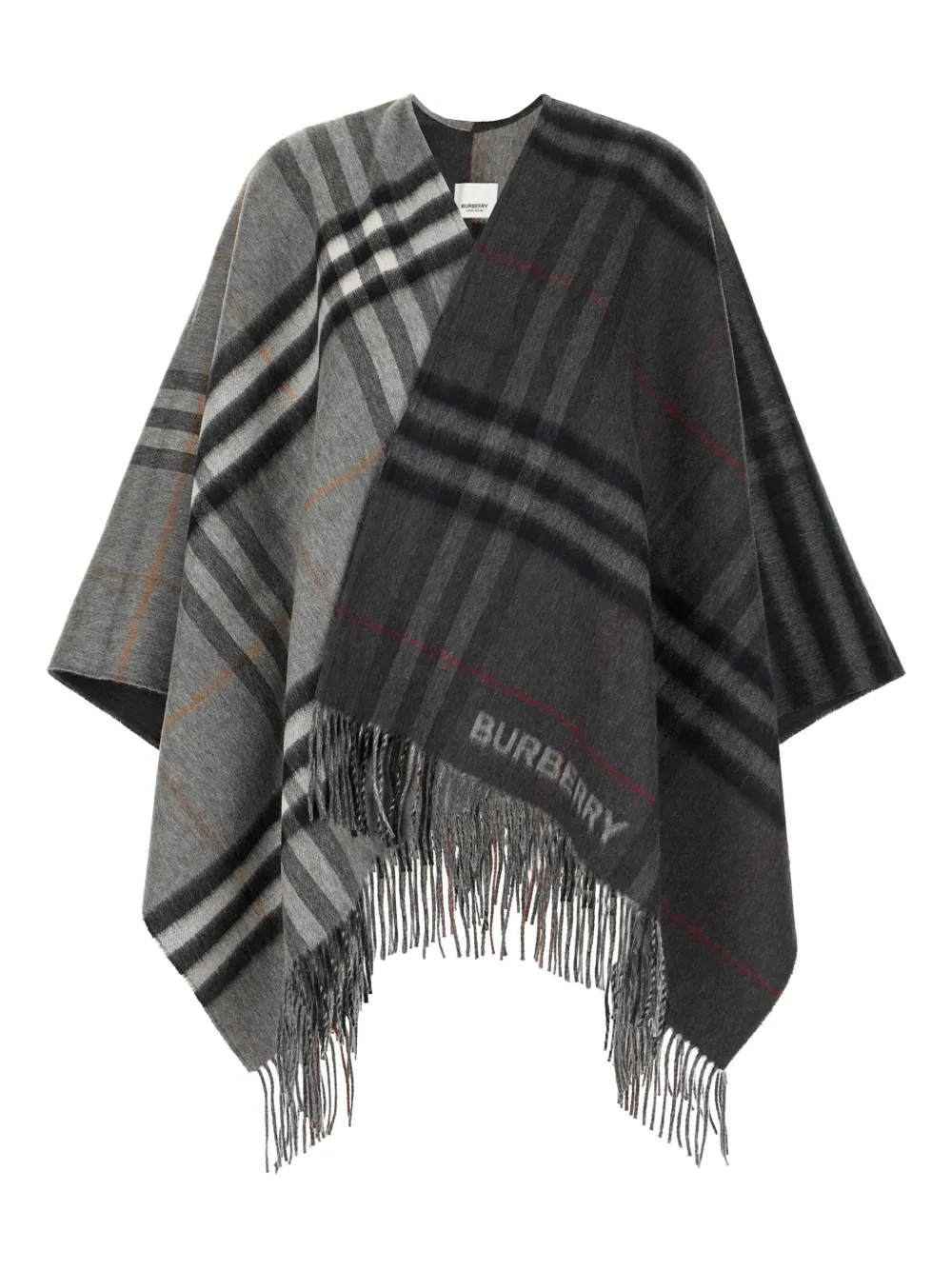 Burberry checked cape - Grigio