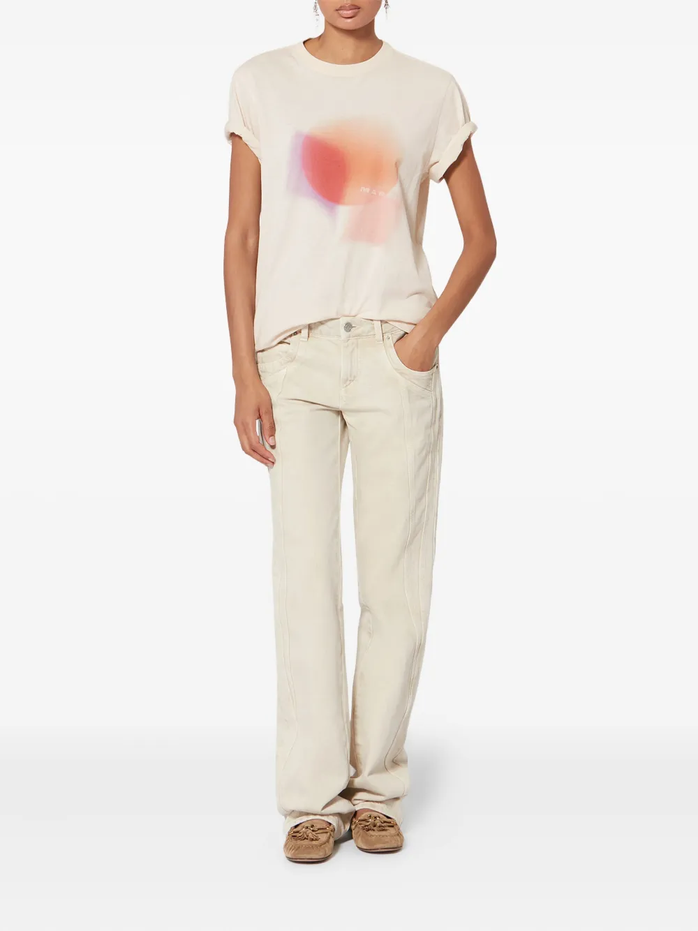 Isabel Marant Étoile Zewel Graphic T-shirt In Neutral