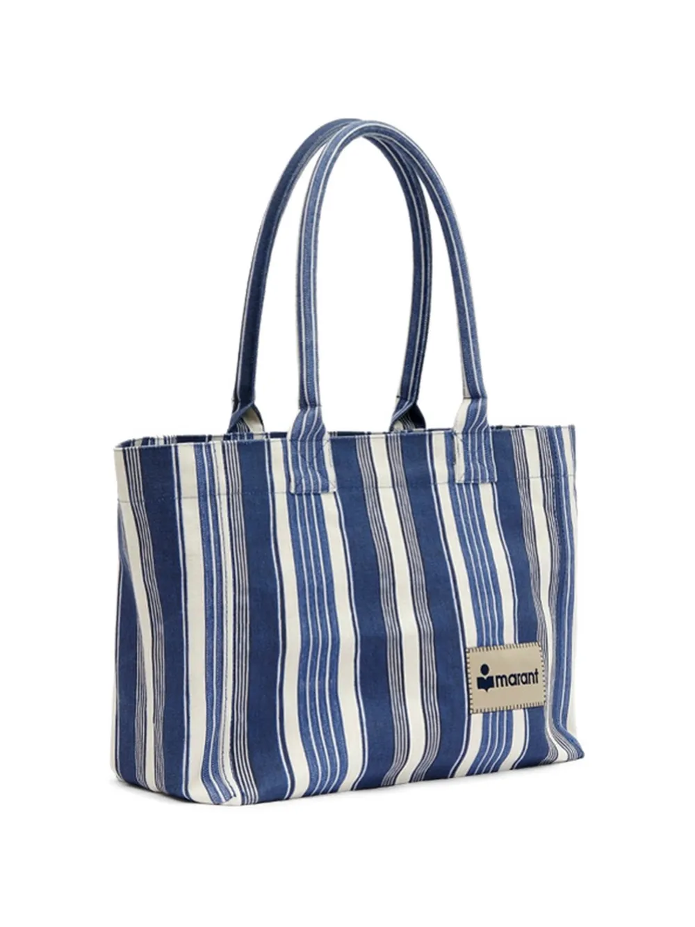 ISABEL MARANT Yenky gestreepte shopper met logopatch Blauw