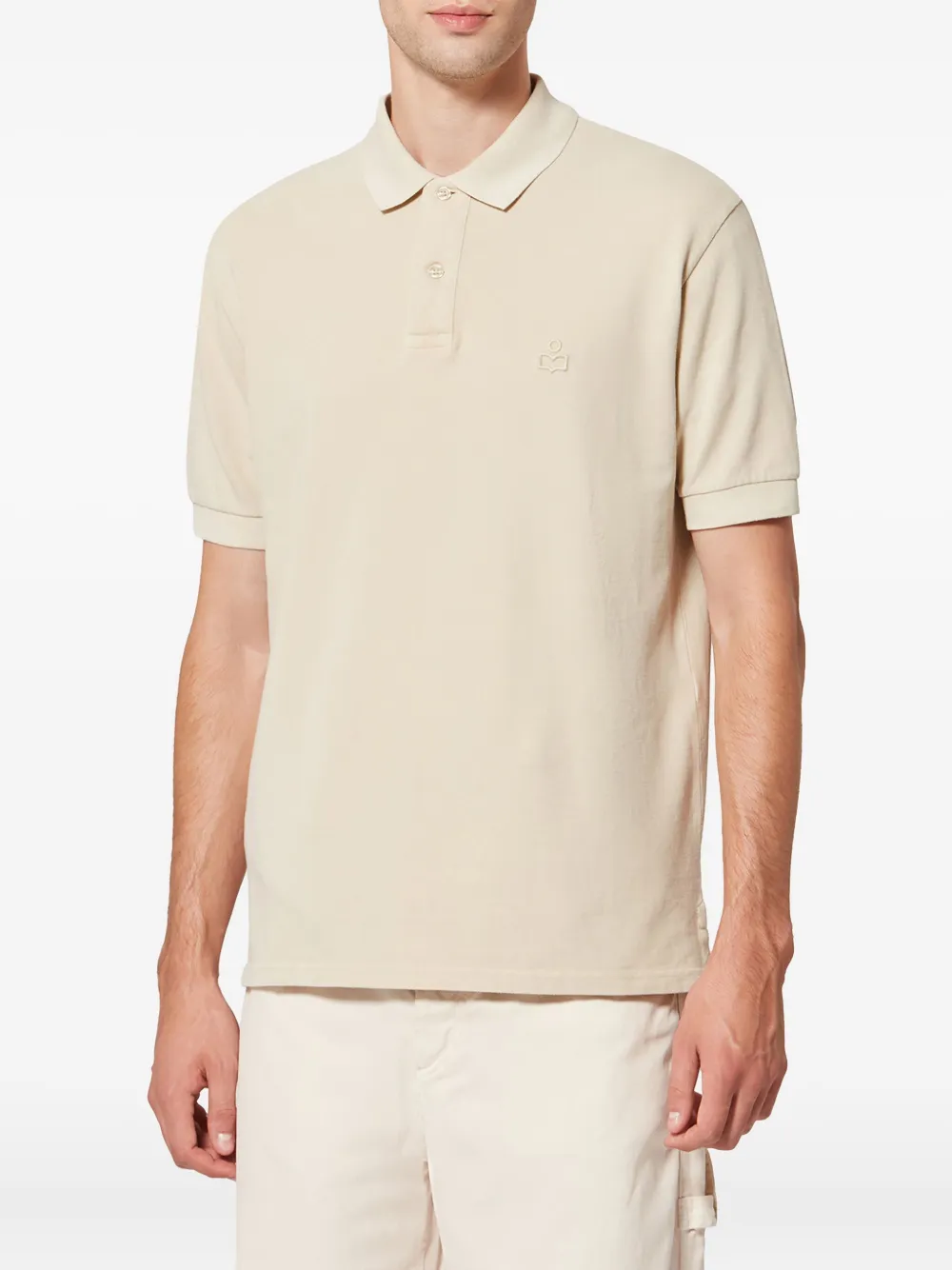 Isabel Marant Afko Embroidered Polo Shirt In Neutral