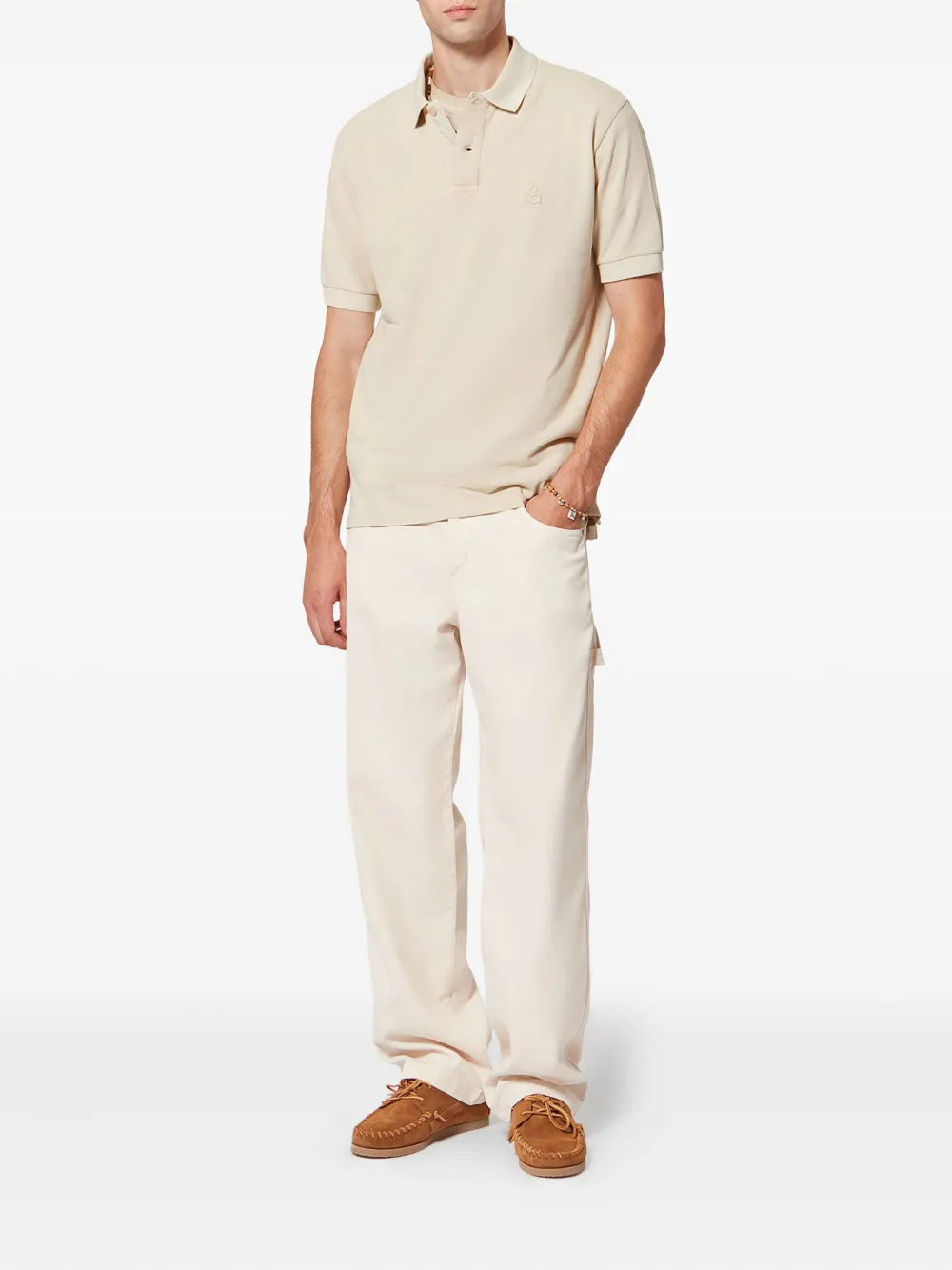 Isabel Marant Afko Embroidered Polo Shirt In Neutral