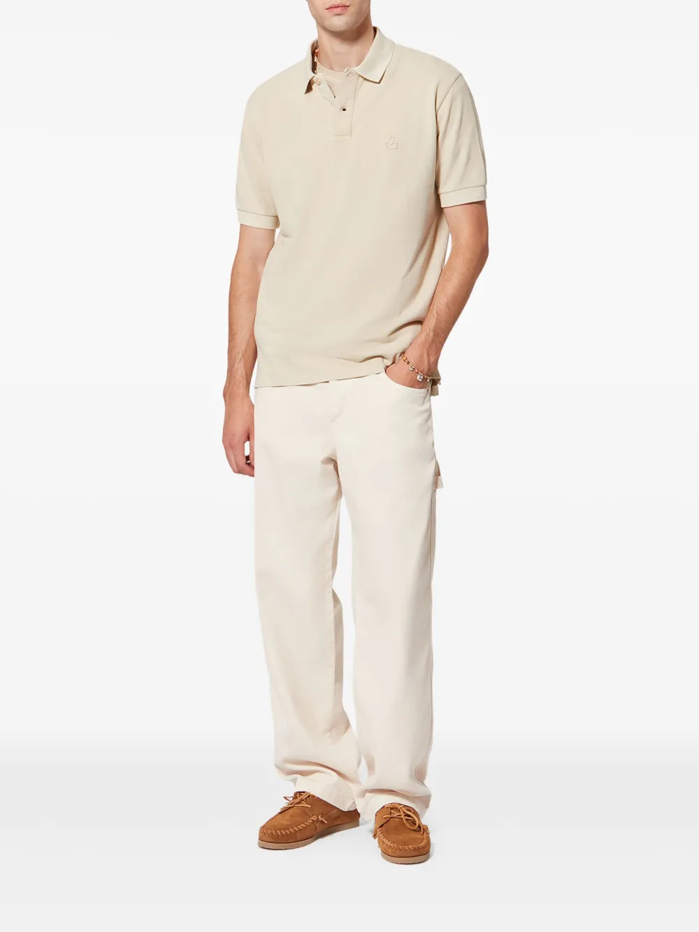 MARANT Afko embroidered polo shirt - Beige