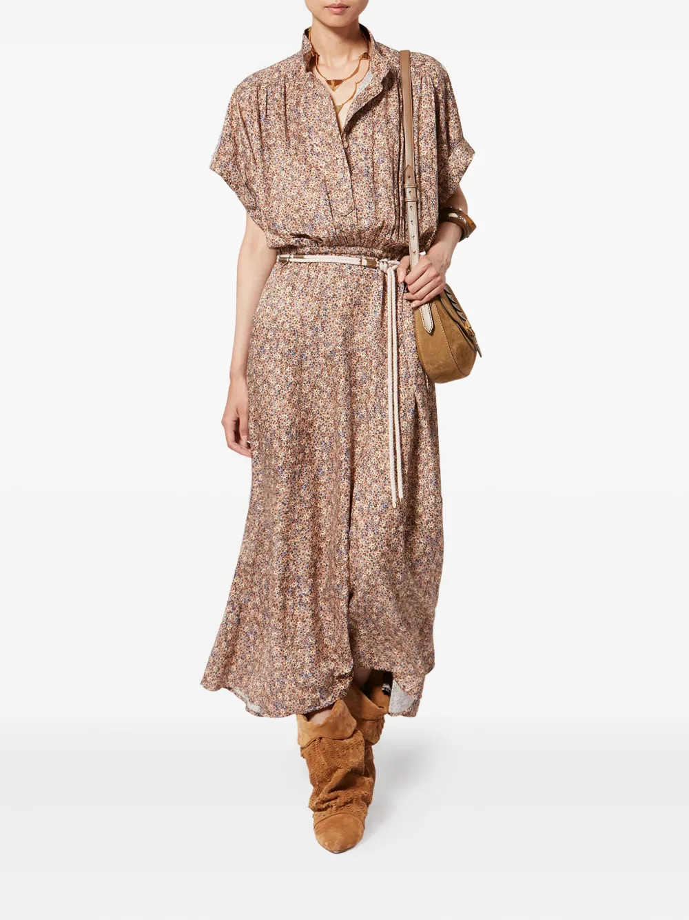 ISABEL MARANT Ansley maxi-jurk met bloemenprint - Bruin