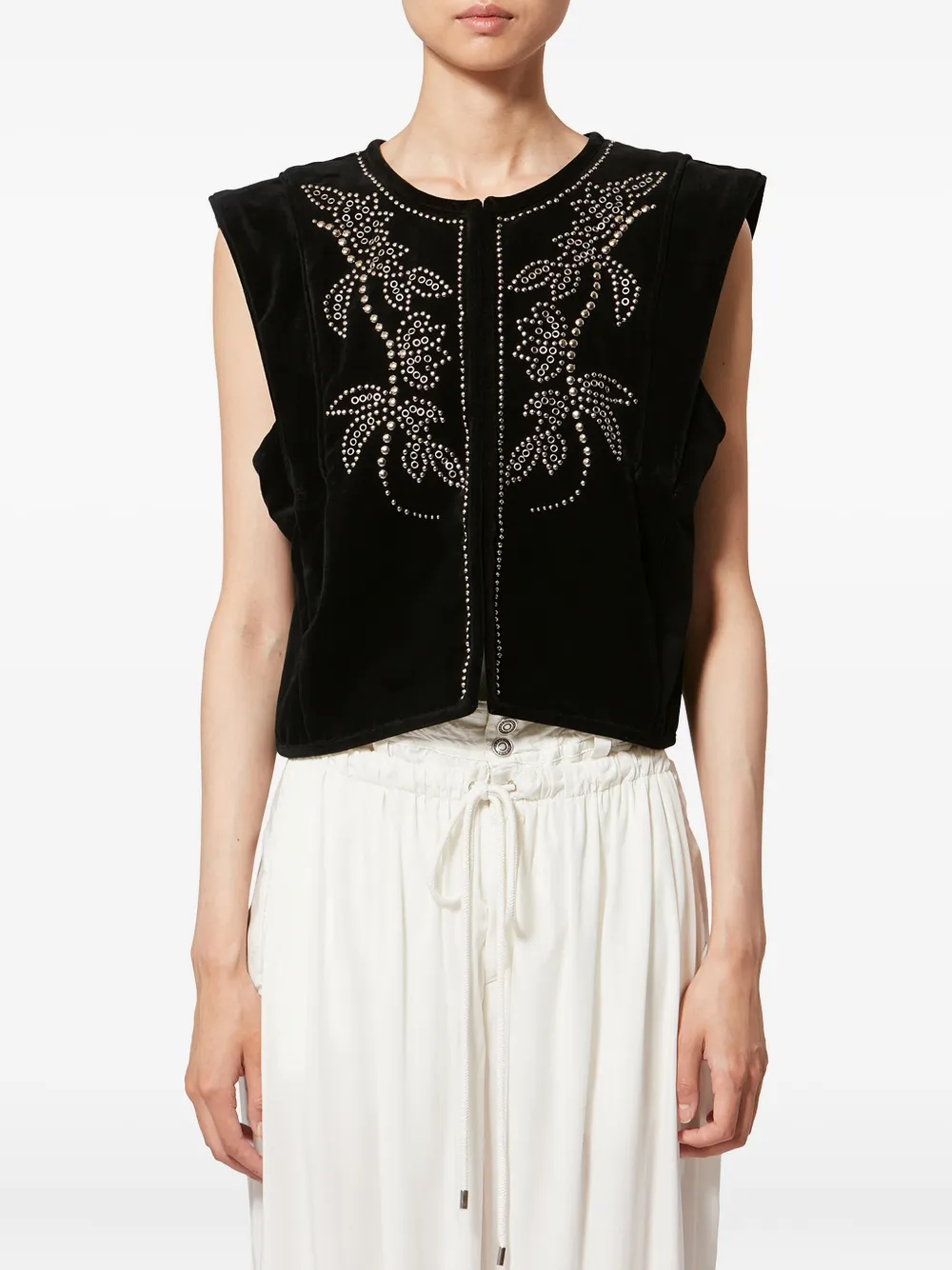 Isabel Marant Poppy Embellished Vest In Black