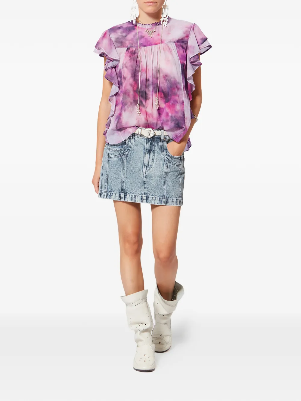 MARANT ÉTOILE Dalyane Top in Purple, view 2